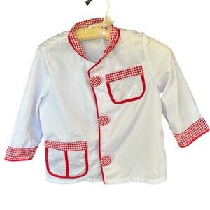 Melissa and Doug Kids White Chef Jacket with Red Gingham Trim